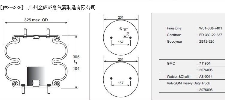 JW2-5335空气弹簧/气囊减振/Air spring shock absorbers